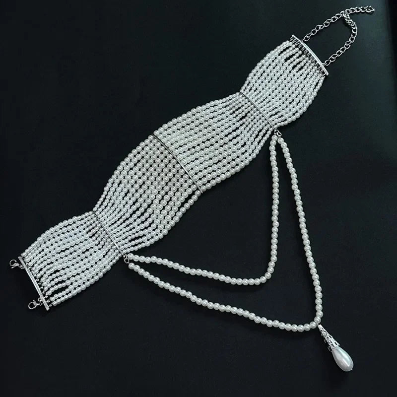 Modern Jewelry European and American Design Multi-Layer Simulated Pearl Tassel Pendant Necklace For Women 2025 New Hot Sale
