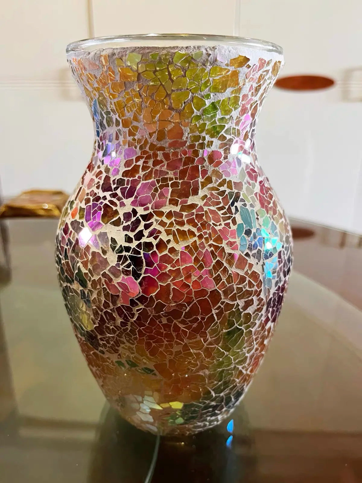 Vase Bohème Mosaïque Verre | Style Européen | Décoration Salon, Chambre & Entrée