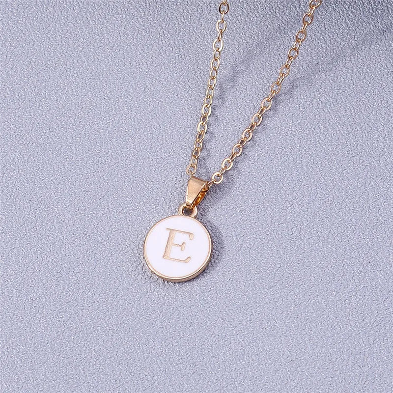 Collier Pendentif Initiales Femme | 26 Lettres A-Z Émail | Bijou Tendance Cadeau Anniversaire Fille