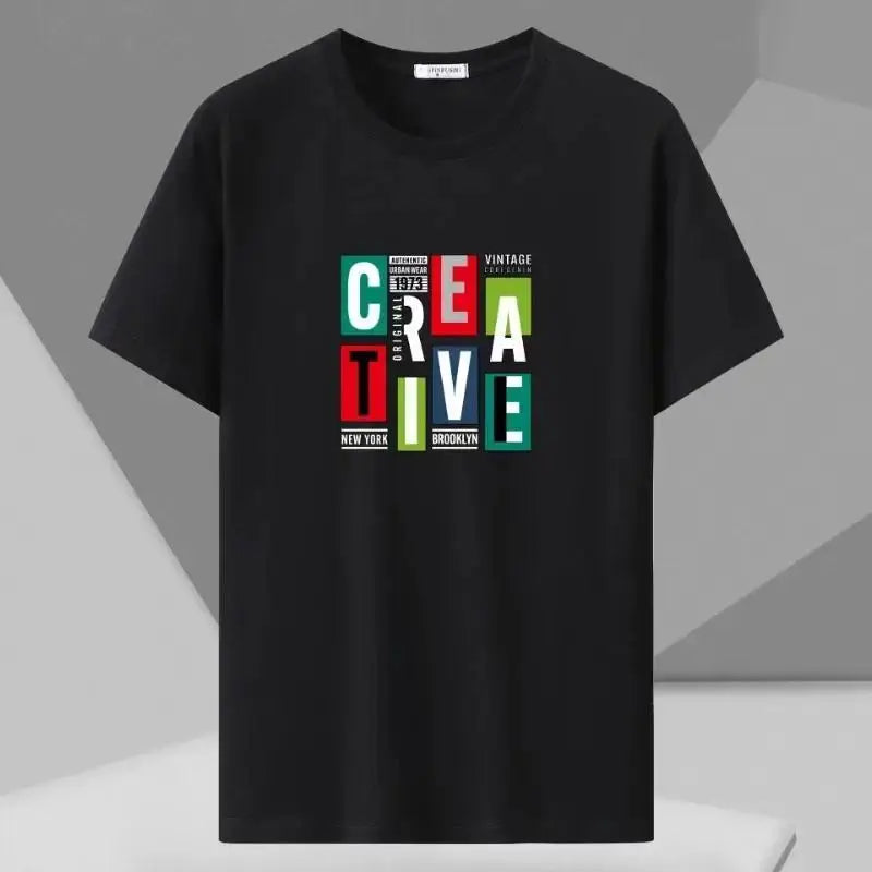 T-shirt à lettres pour homme | Col rond et manches mi-longues
