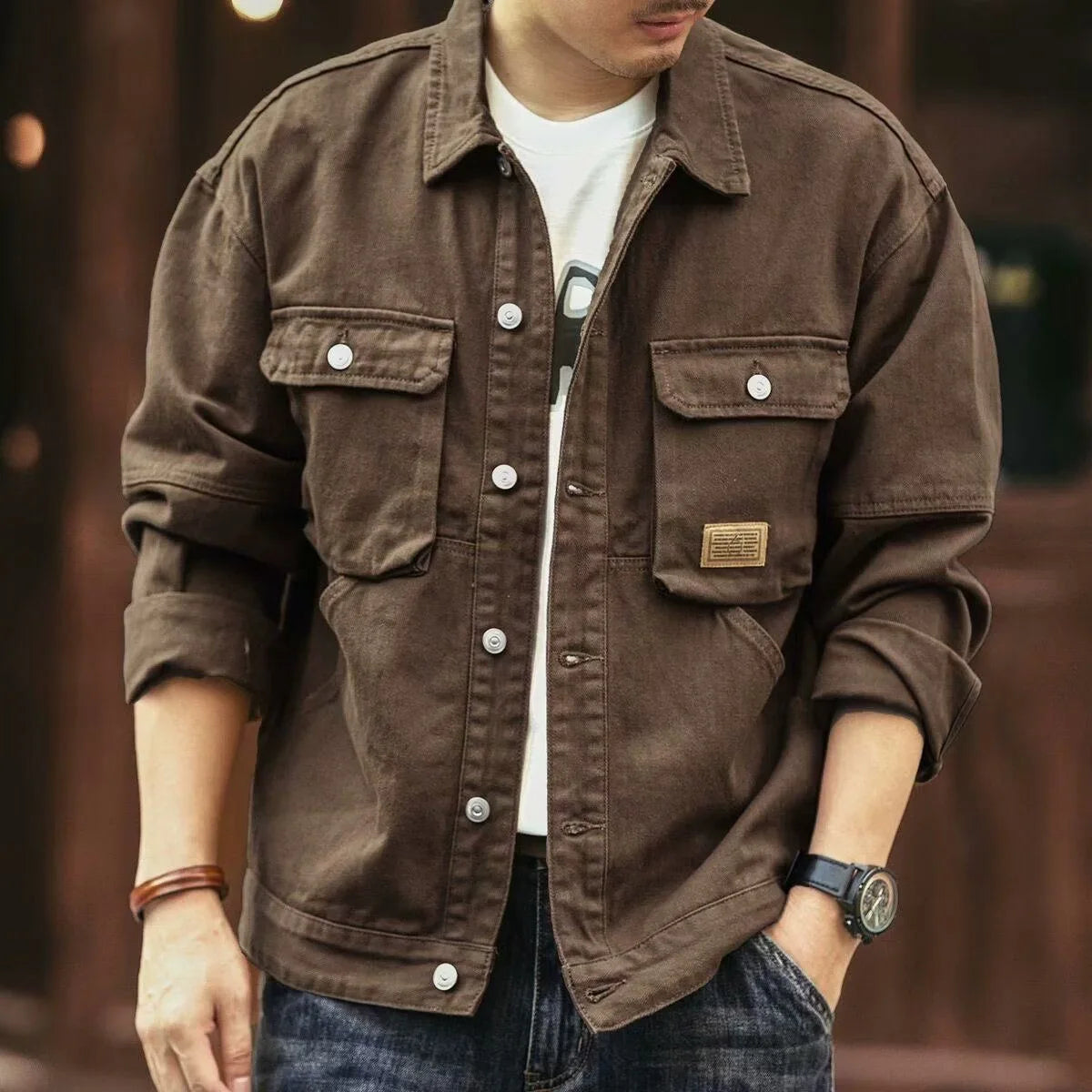 Veste en denim ample pour homme | Plusieurs poches