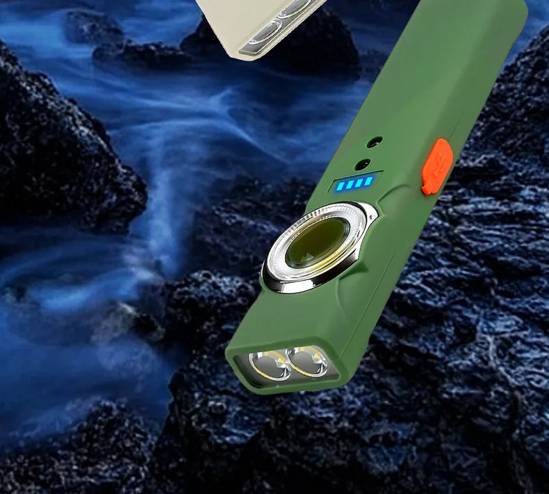 Mini Portable Rechargeable LED Torch Light, Waterproof Outdoor Work Pocket Flashlight with Magnetic Grip, Compact LED Flashlight