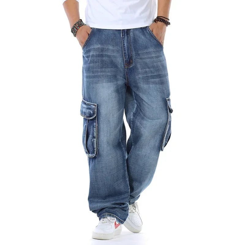 Jean droit en denim pour homme | Poches et taille mi-haute