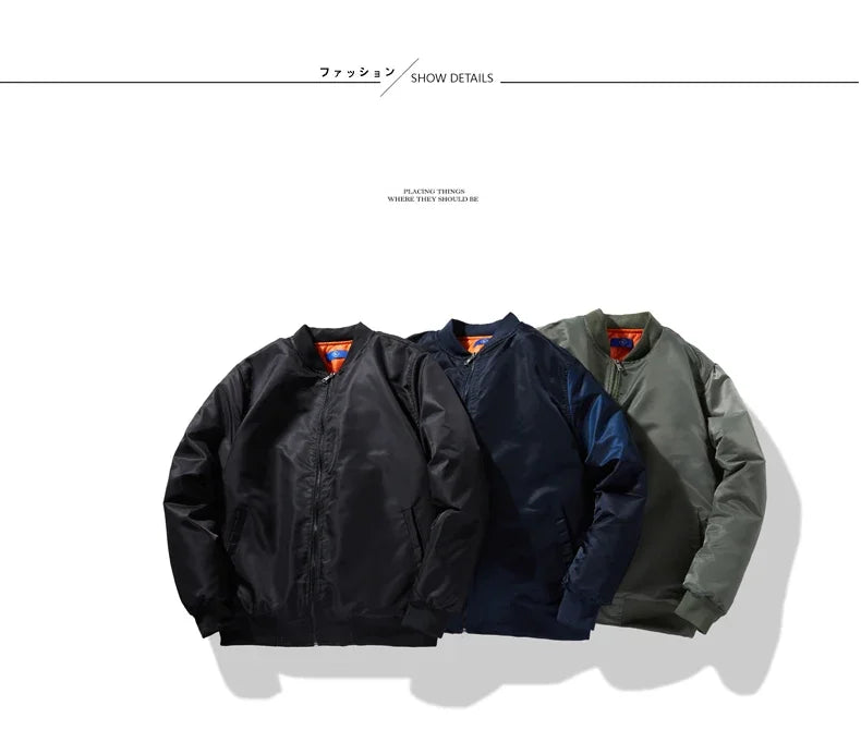 Bomber Jacket Men Women Spring Autumn Solid Pilot Jacket Military Flight Baseball Coat Male Fashion Army Green Windbreaker