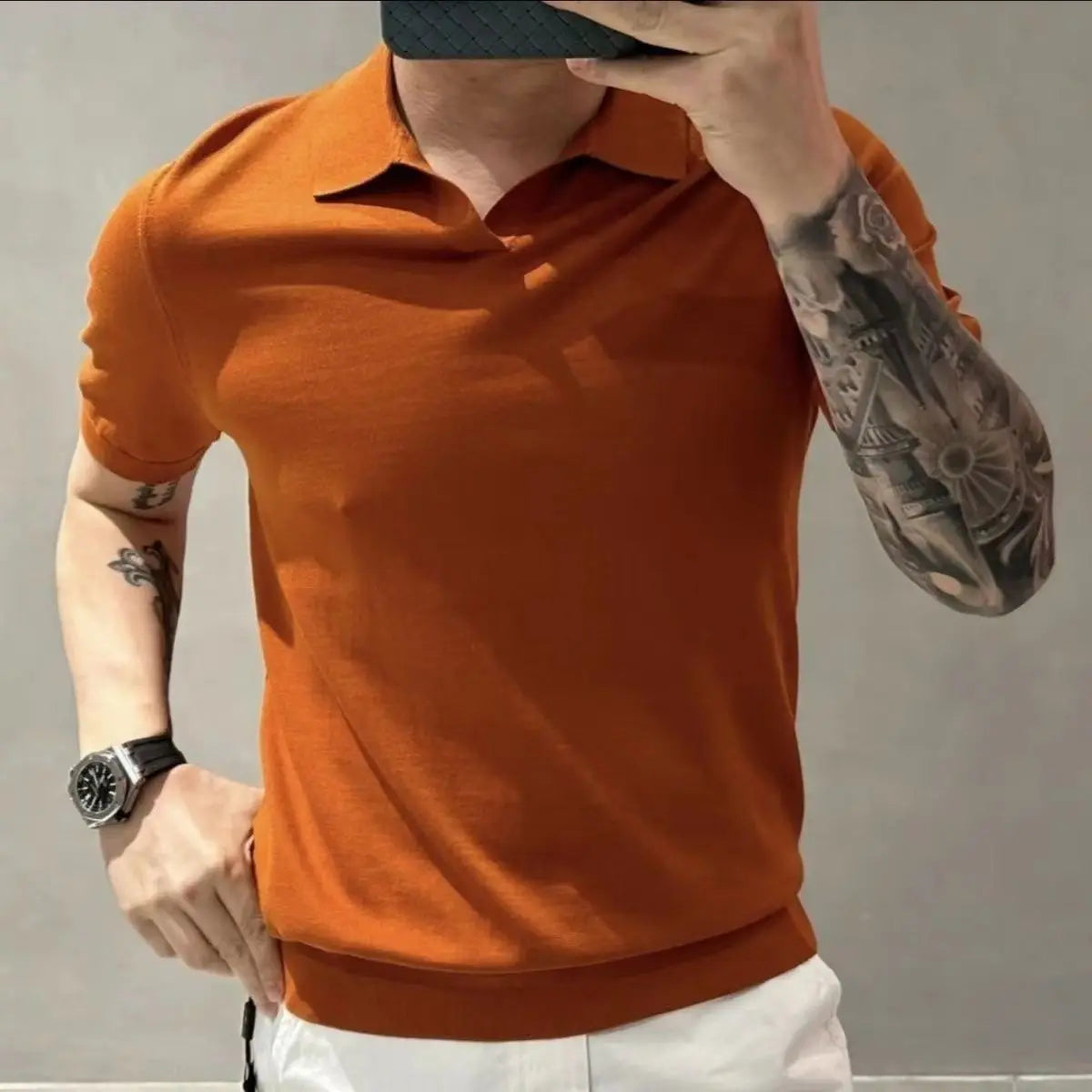 Polo en maille uni pour homme | Manches courtes