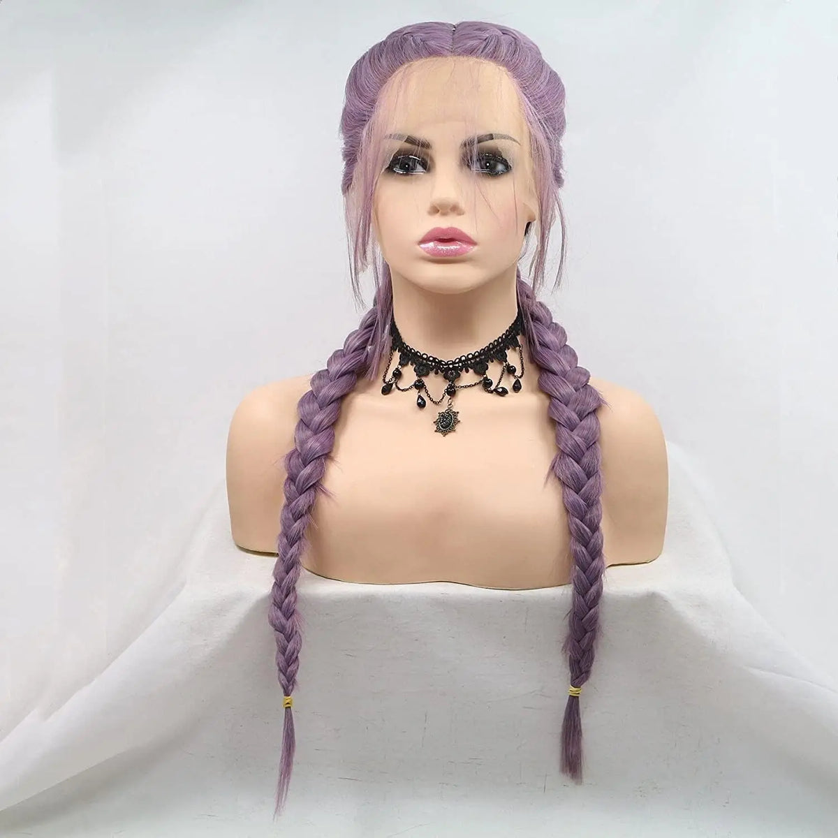 Perruque Lace Front Box Braids Violette Synthétique | 2 Boites | Longue | Baby Hair | Résistante Chaleur | Femme