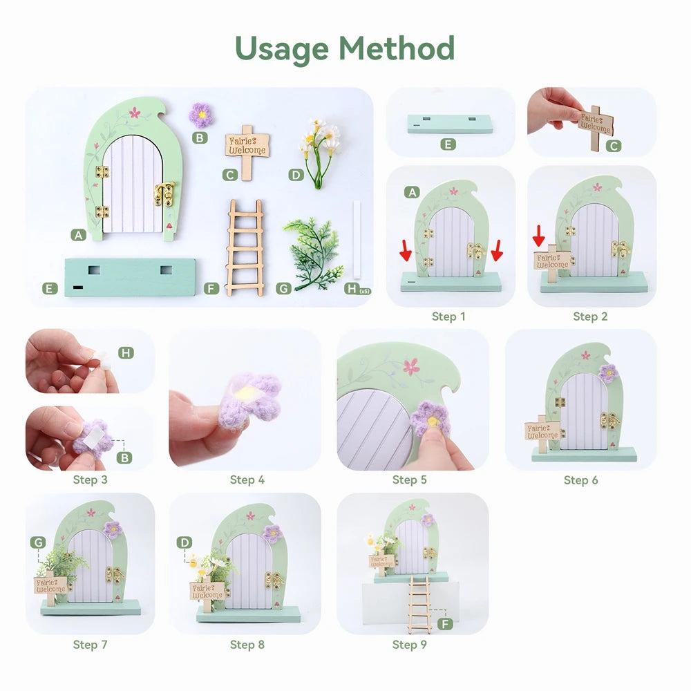 Porte Miniature Fée en Bois | Décoration Chambre Enfant & Jardin | Accessoire Conte de Fées