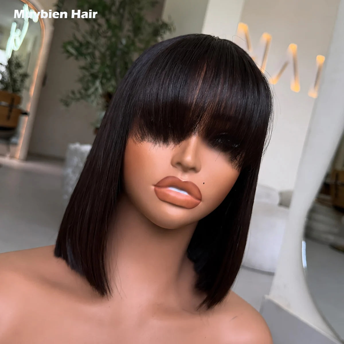 Super Double Drawn Vietnamese Blunt Cut Fringe Bob 180 Density Pre-Cut Lace Wear and Go Glueless 3x1 Closure Bob Wig with Bangs