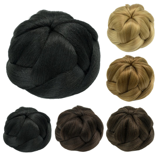 Synthetic Hair Dancer Braided Chignon Hair Buns Cover Donut Hairpieces Scrunchie Hair Bun Wig Updo for Wedding Party