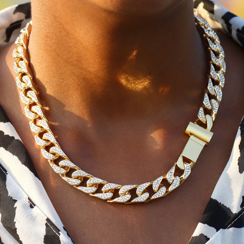 Men's Initial Name Pendant Necklace with Hip Hop Iced Out Rhinestone Paved Cuban Link Chain Necklace Fashion Birthday Jewelry Gift