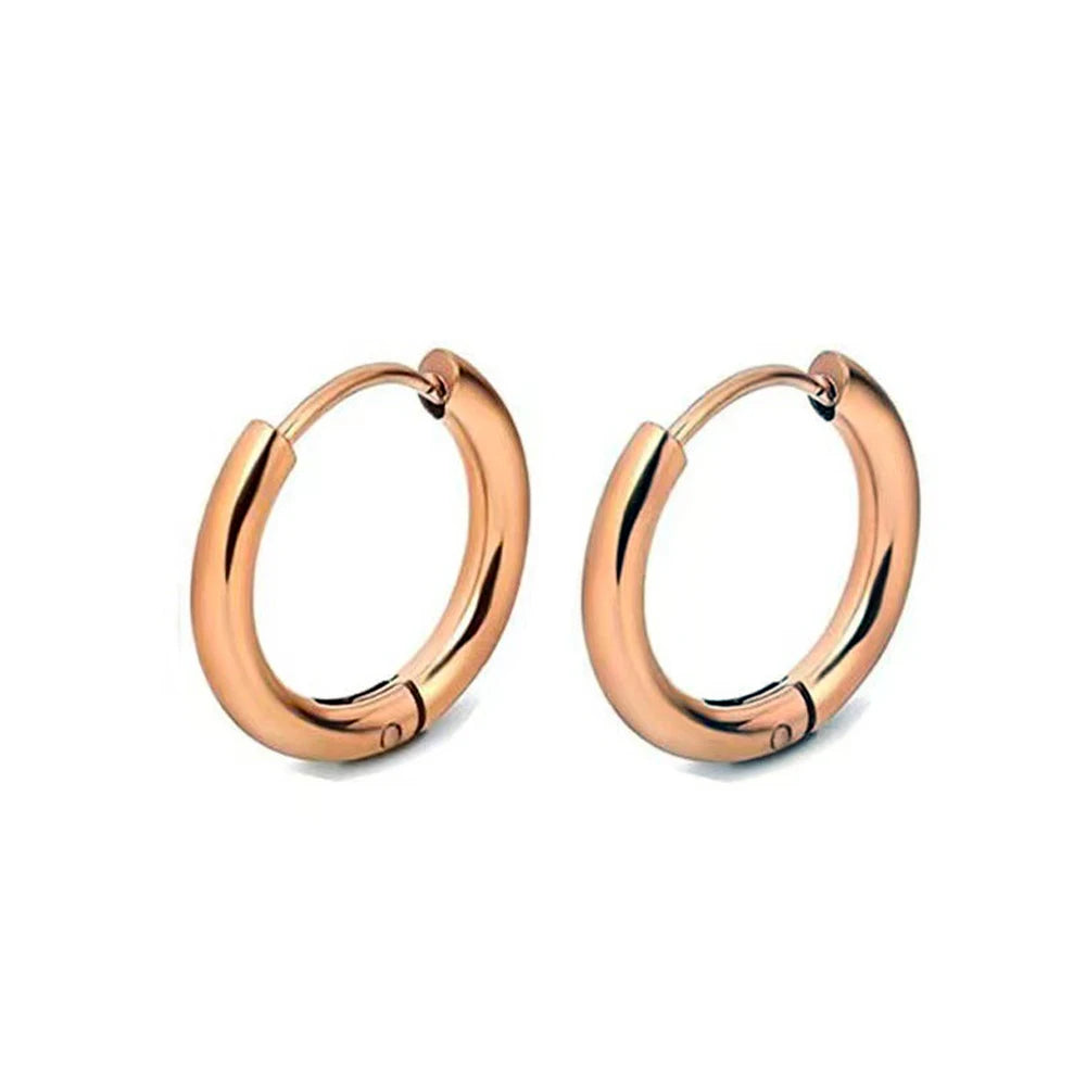 Boucles d'Oreilles Créoles Acier Inoxydable | Petites Couleur Or | Femme Homme Fille | Piercing Cartilage | Bijou Mode