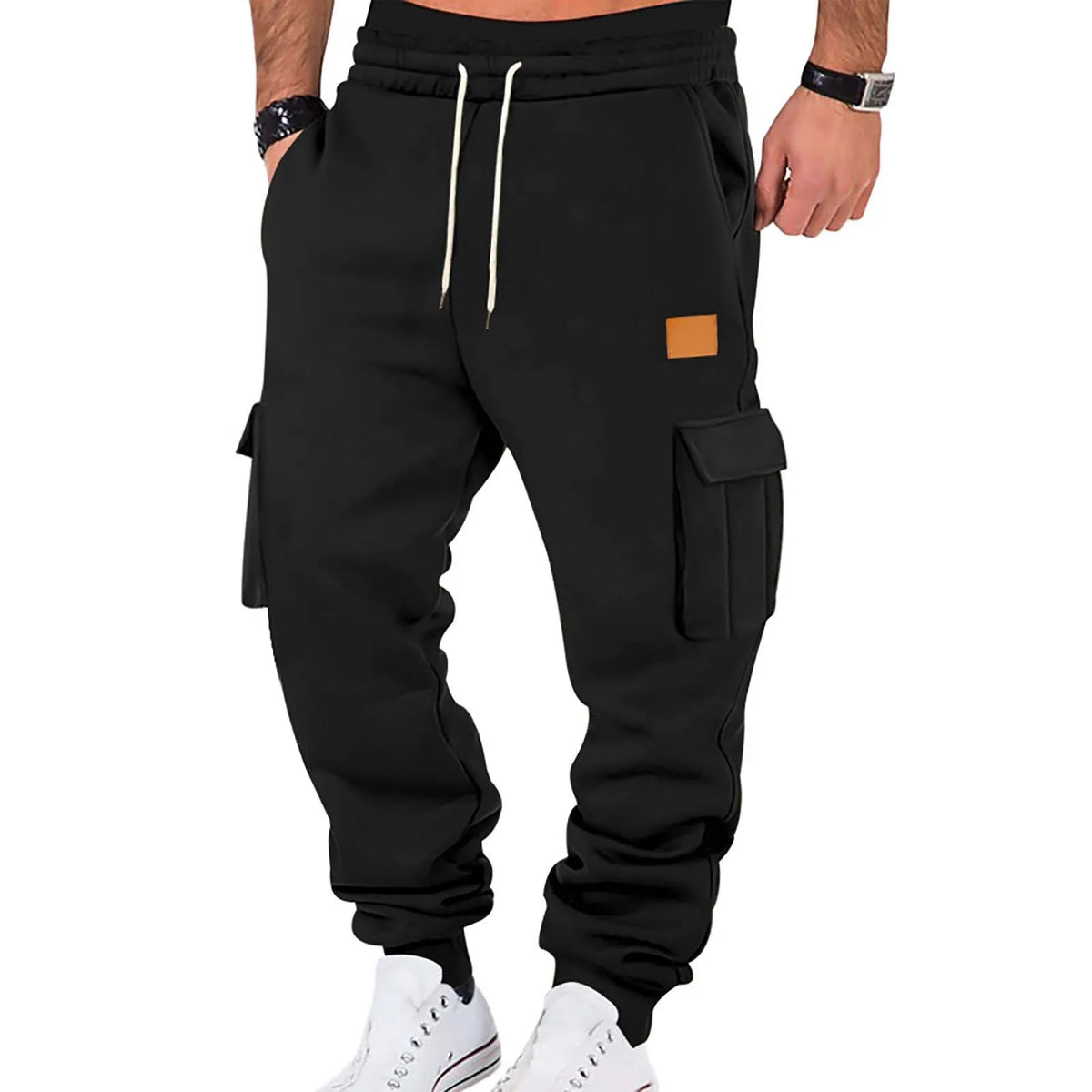 Men's Cargo Pants 2025 New Casual Loose Autumn Winter Straight Baggy Pants Multi-Pockets Solid Color Printing Sweatpants