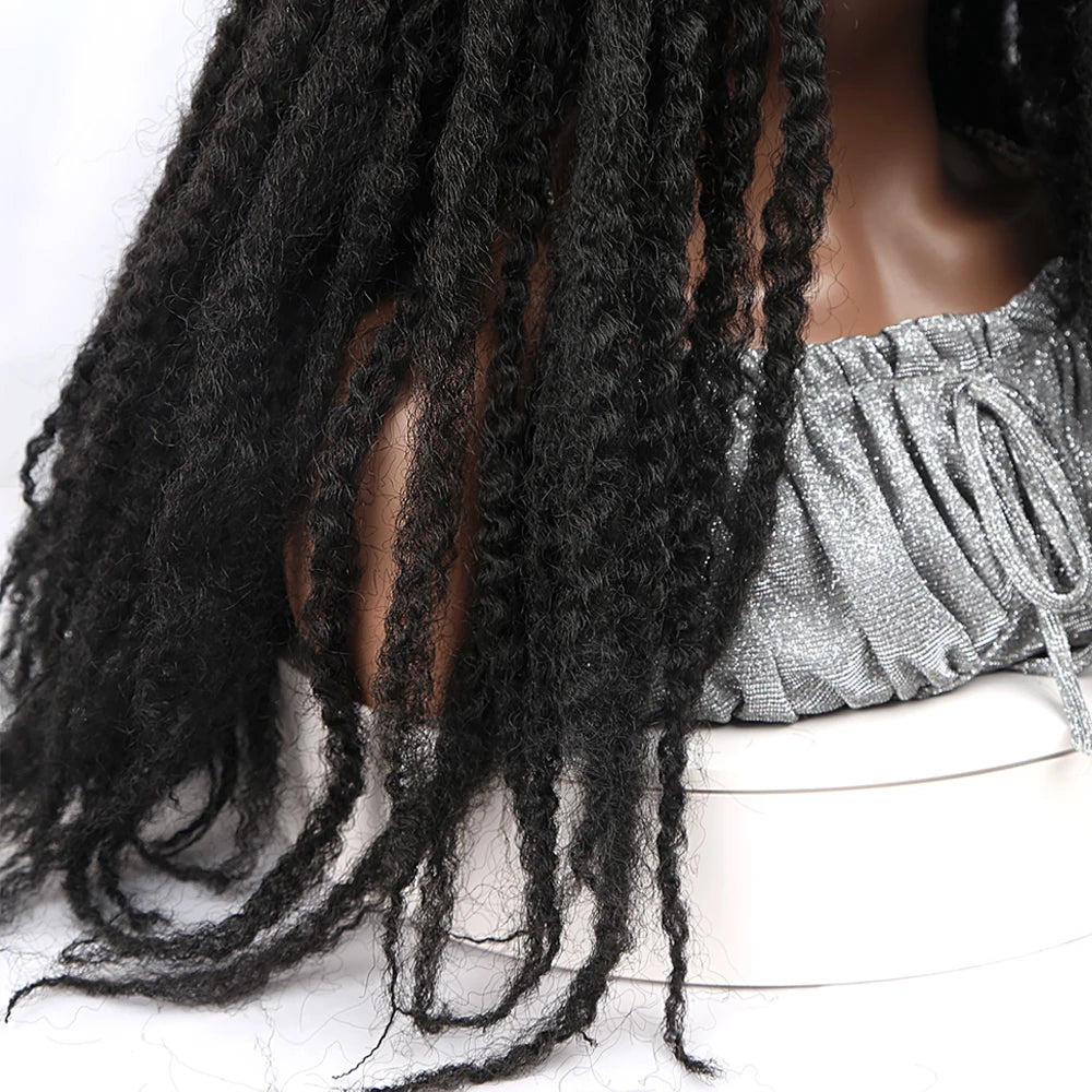 Perruque Marley Braid | 18 Pouces | Synthétique Dreadlock | Afro Kinky Naturelle | Tressage | Femme