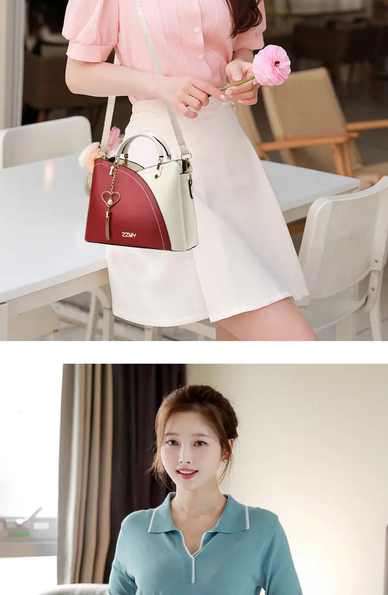 Elegant Handbag for Women Luxury Designer Top-Handle Bags High Quality PU Leather Ladies Shoulder Crossbody Bag Casual Tote Sac