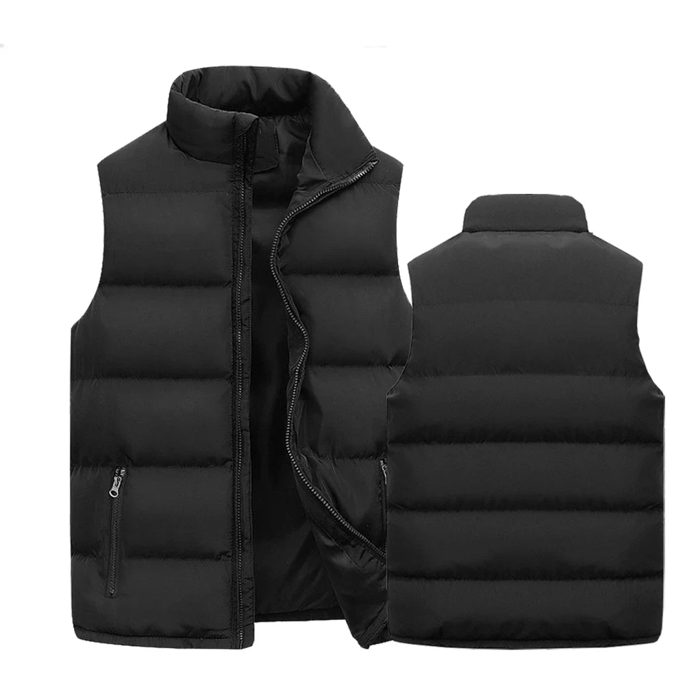 Men's Vest Jacket Warm Sleeveless Jackets Winter Waterproof Zipper Coat Autumn Stand-up Collar Casual Waistcoat Brand Clothing