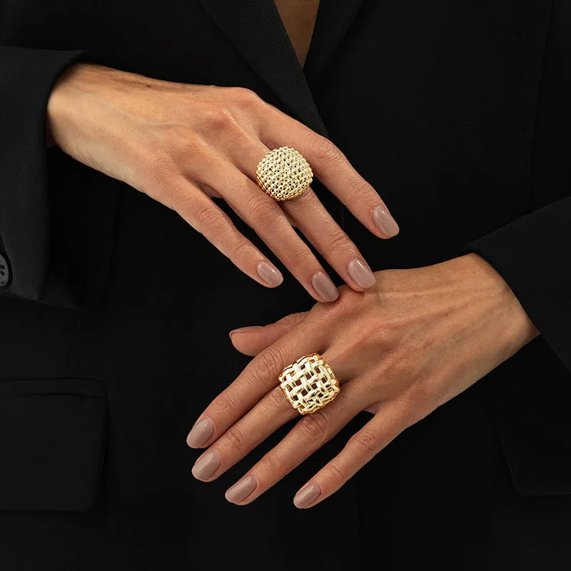 Bague Géométrique Carrée Ajustable | Vintage Irrégulière | Bijou Mariage Cadeau Femme 2025