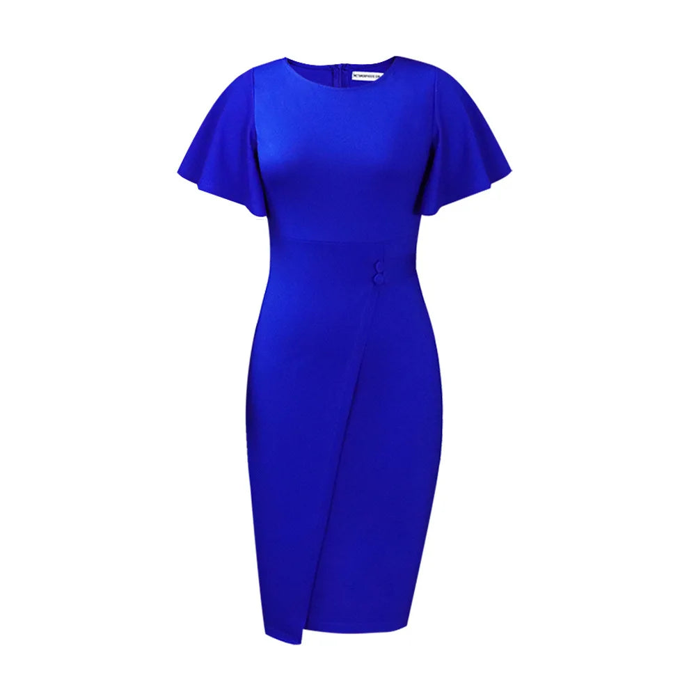 Robe Bodycon Femme Grande Taille 2025 | Élégante Bureau | Sexy Manches Courtes | Taille Haute Cintrée