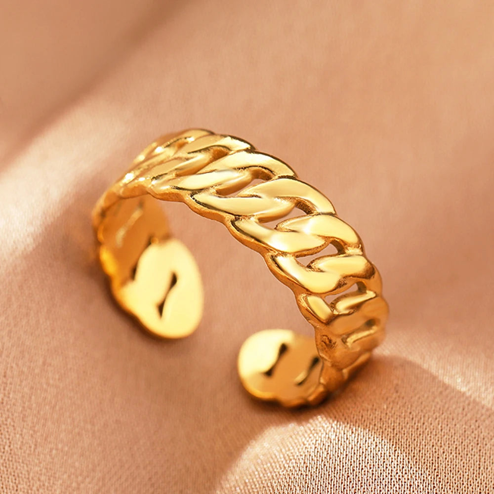 Bague Acier Inoxydable Vintage Ajourée Réglable | Luxe Léger | Statement Élégant | Bijou Femme