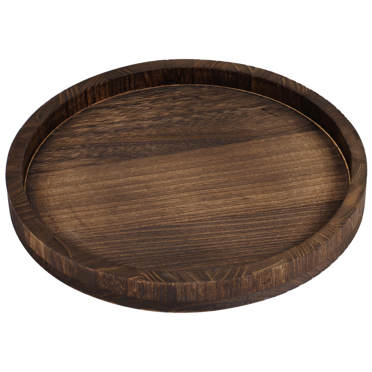 30 CM Round Wooden Tray Retro Decorative Coffee Meal Trays Serving Platter Multipurpose Candle Holder Trays for Table Home Decor