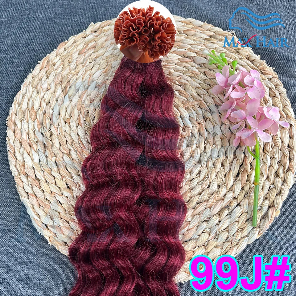 Keratin U-Tip Deep Wave Human Hair Extensions 18-30 Inch Remy Hair Extensions High Quality Remy Human Hair Salon Extensions