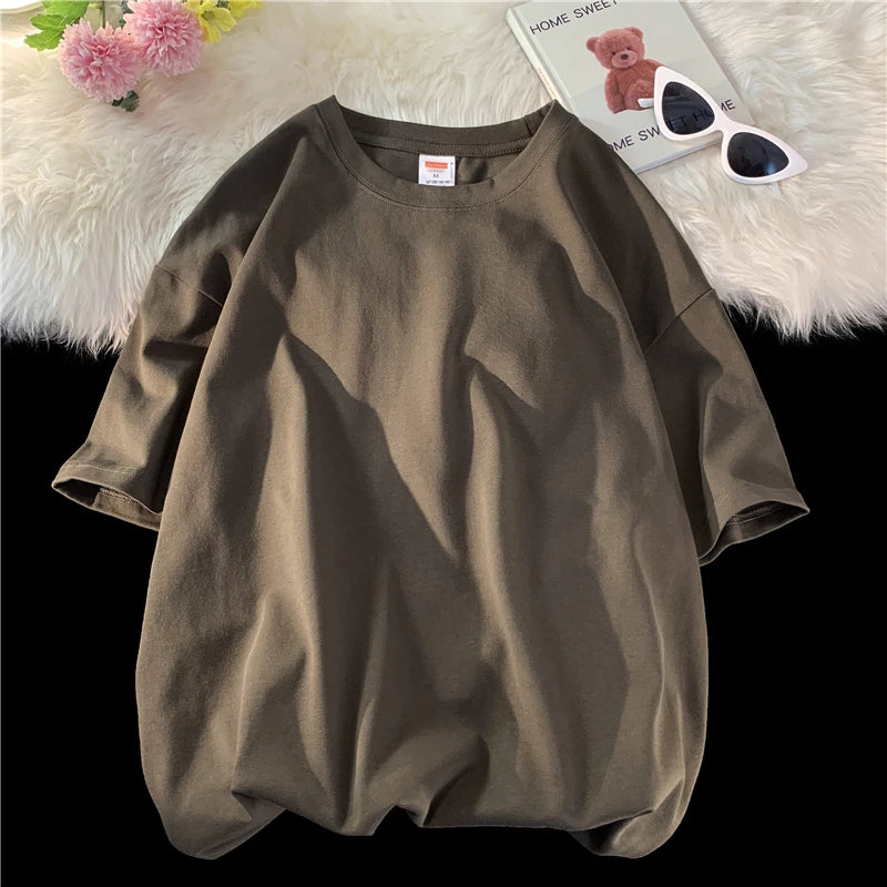 T-shirt ample uni en coton pour homme | Manches courtes | S à 5XL