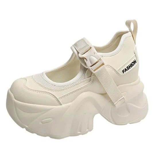 7CM New Chunky Sneakers 2024 Autumn Casual Vulcanized Shoes Woman High Platform Breathable Mesh Sneakers Women Sports Dad Shoes