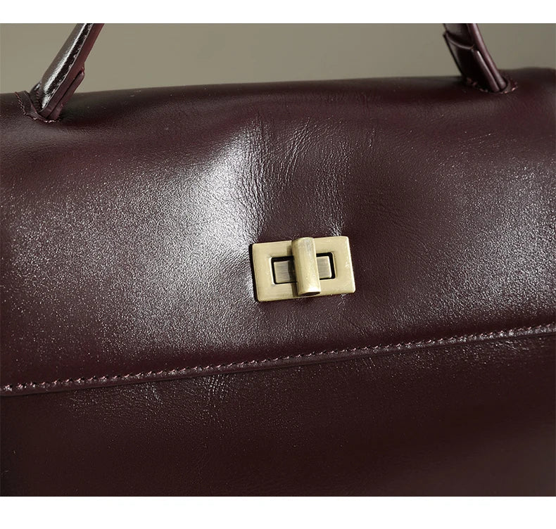 Sac à Main Cuir Véritable Femme | Top Handle Vintage | Cire Huile | Bandoulière Croisée | Designer Luxe