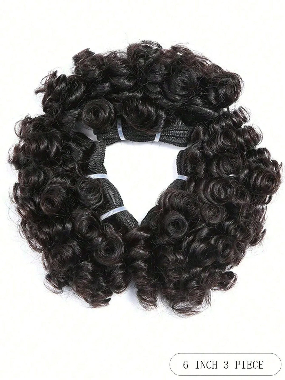 Tissage Bouncy Curly Cheveux Humains Remy | 3 Pièces | 6 Pouces | Couleur Naturelle | Extensions