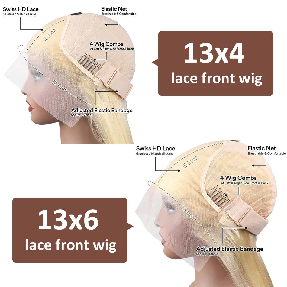 Perruque Blonde 613 | HD Lace Frontal 13x6 & 13x4 | Water Deep Wave | Pré-Pluçuée | 30-38 Pouces | Cheveux Humains