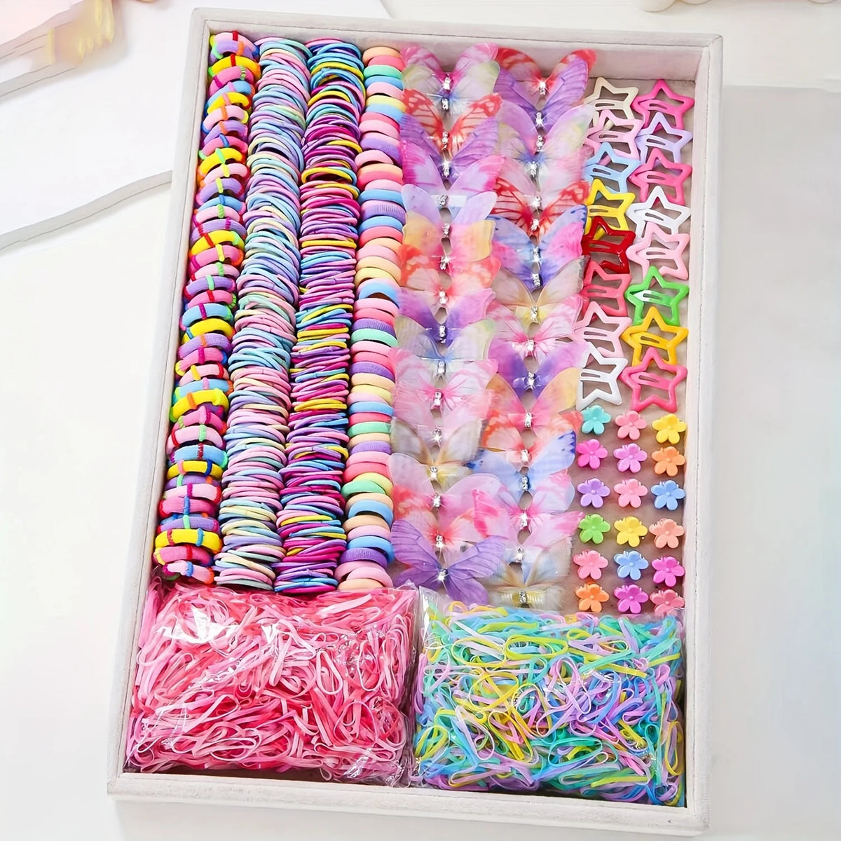 Set Accessoires Cheveux Fille | Pinces, Élastiques, Fleurs & Barrettes Nœud Double | 941 Pièces
