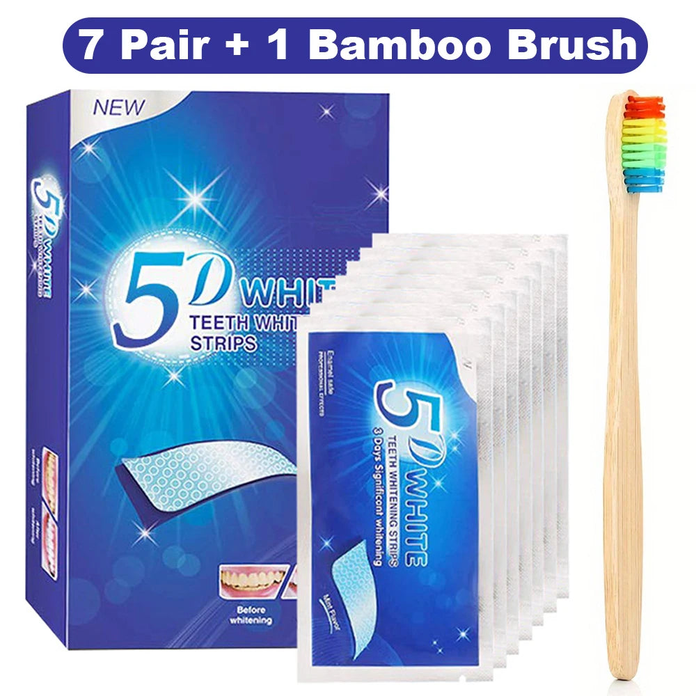 Bandelettes Blanchissantes 5D | Gel Blanchiment Dents | Élimine Taches Café & Tabac | Kit Maison