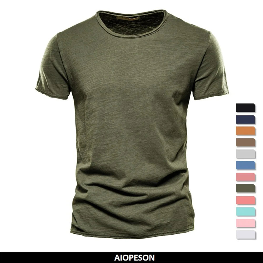 T-Shirt Homme 100% Coton | Col Rond | Manches Courtes | Uni Casual | Doux & Confortable | Été