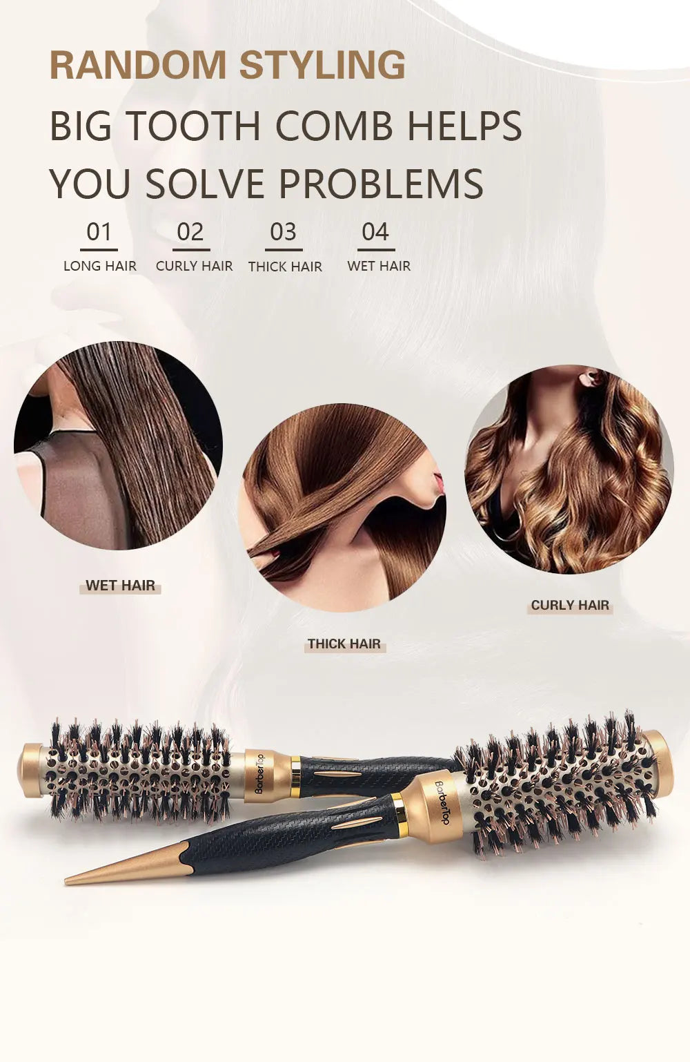 Peigne Coiffure Salon Antistatique | Coiffage Boucles | Brosse Cheveux Mouillés Bouclés | Outil Coiffure Femme