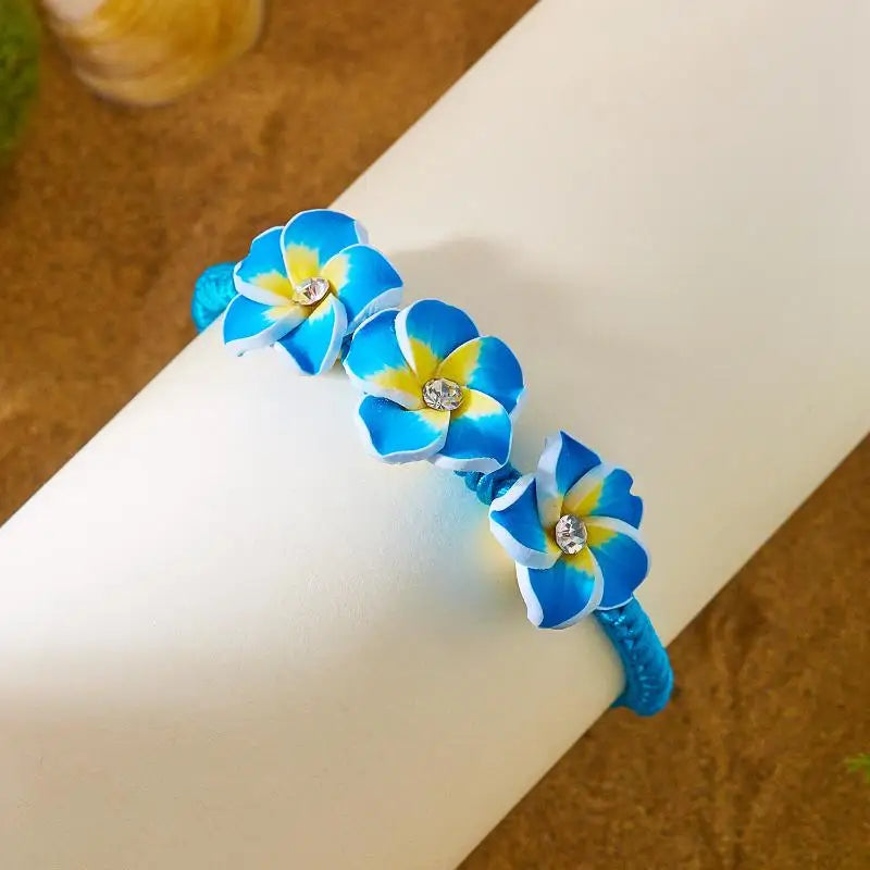 Trendy Handmade Boho Flower Bracelet for Women Bead Rope Adjustable Bangle Beach Holidays