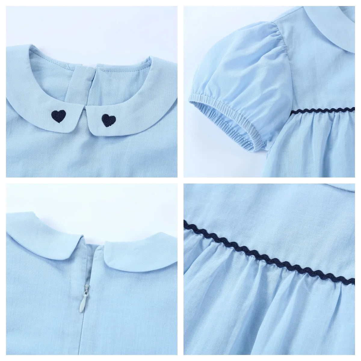 Tenue Famille Assortie AP Barcelone | Robe Fille Broderie & Ensemble Garçon Carreaux | Collection Bleue