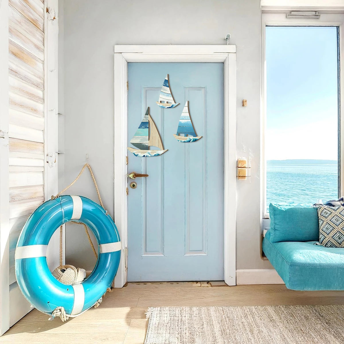 Décoration Murale Voilier 2D | Style Océan Bleu | Bord de Mer | Décor Ferme & Maison