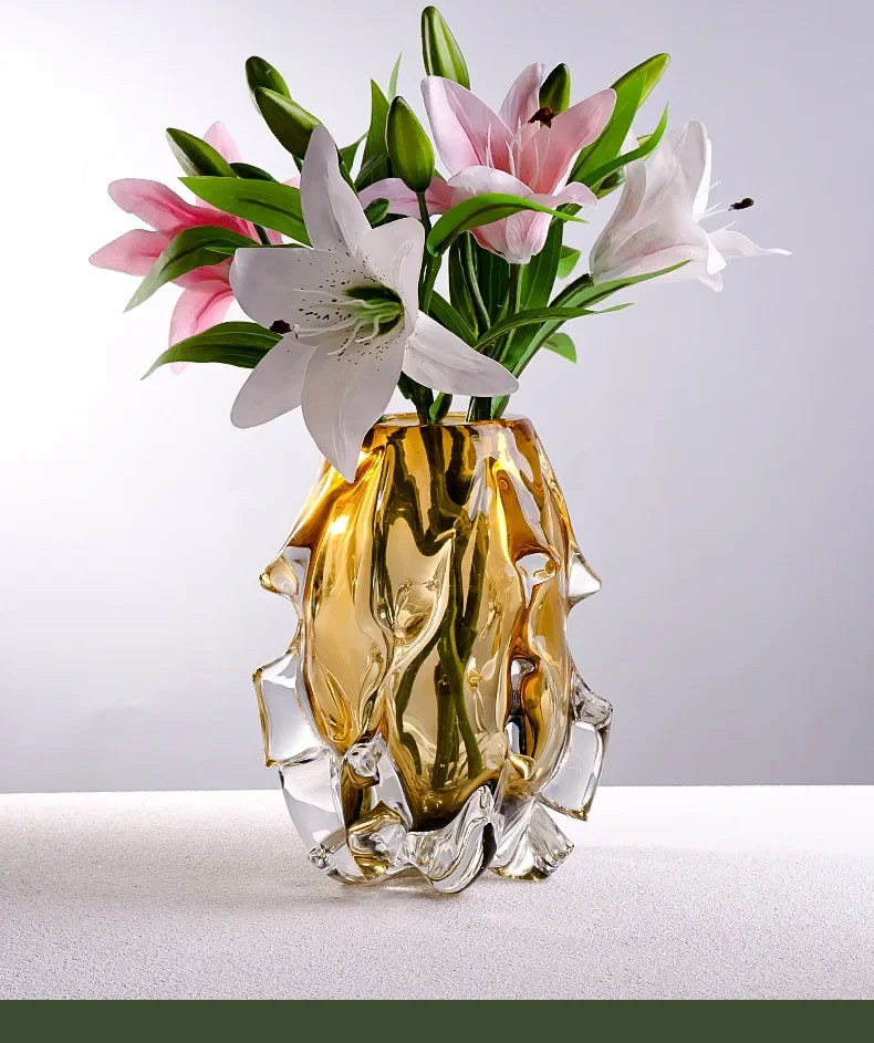 Vase Verre Élégant Base Bois | Plante Hydroponique | Décoration Bureau & Maison