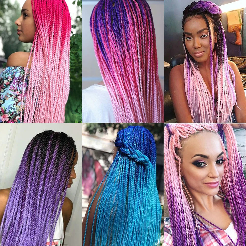 Tresses Senegalese Twist Crochet Synthétiques 24 Pouces | Brun | 30 Racines | Extensions Femme