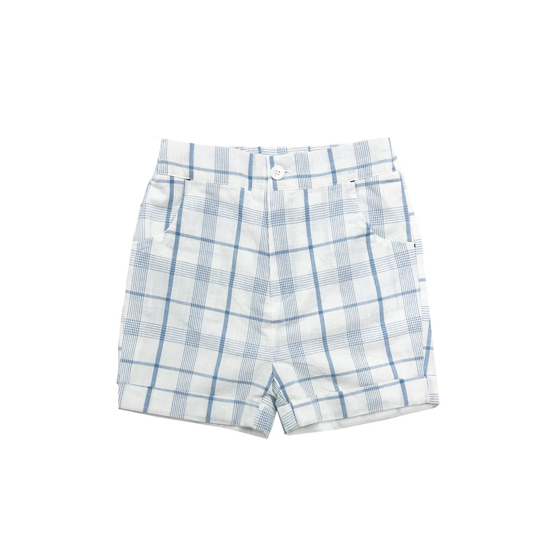 Tenue Famille Assortie AP Barcelone | Robe Fille Broderie & Ensemble Garçon Carreaux | Collection Bleue