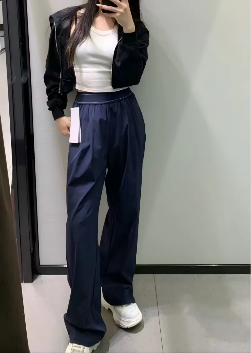 Pantalon Large Séchage Rapide Taille Haute Femme | Élastique Léger | Entraînement Casual Été