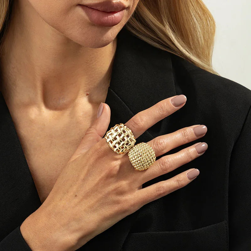 Bague Géométrique Carrée Ajustable | Vintage Irrégulière | Bijou Mariage Cadeau Femme 2025