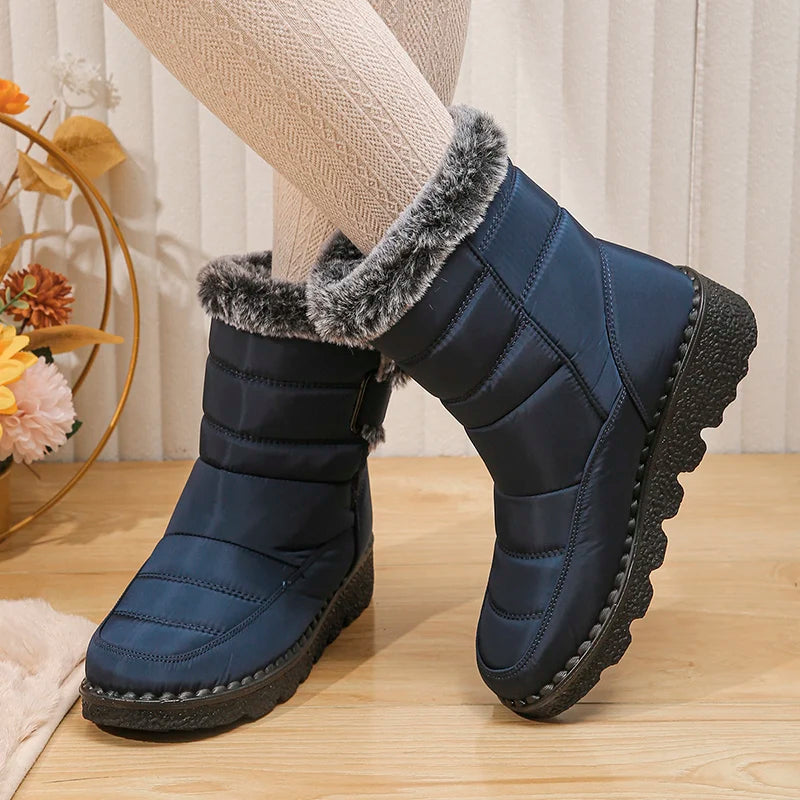 Bottes de Neige Femme 2026 | Fausse Fourrure Peluche | Cheville | Antidérapantes | Grande Taille