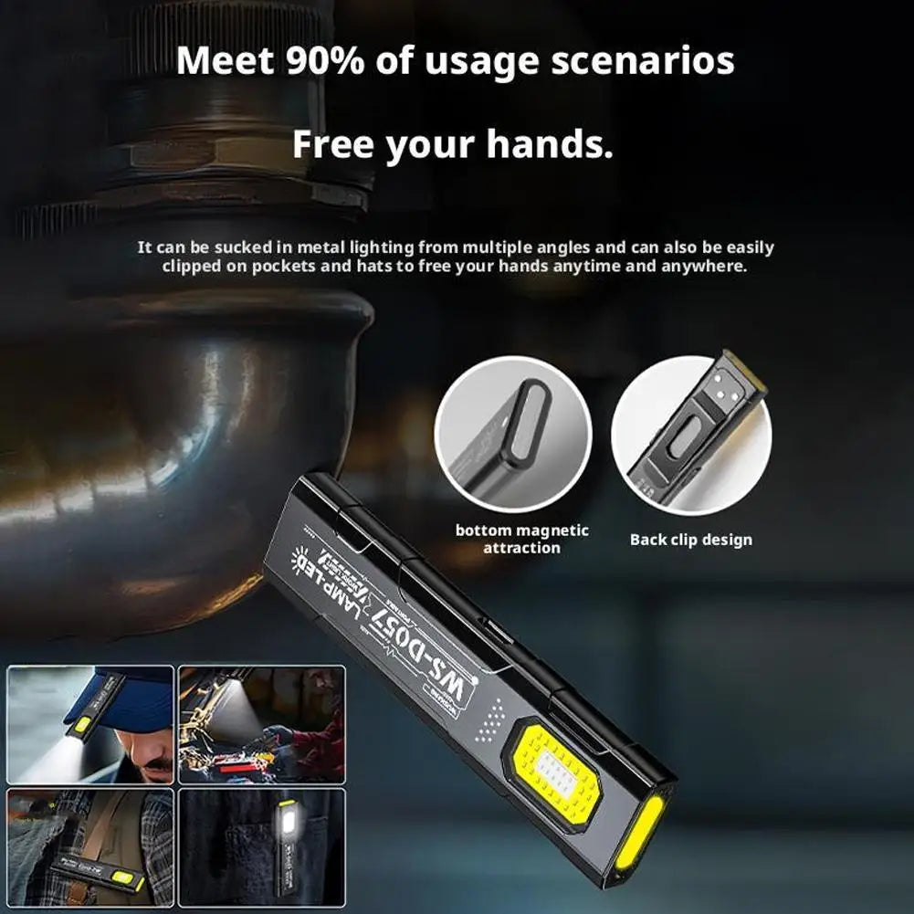 Mini Portable Rechargeable LED Torch Light, Waterproof Outdoor Work Pocket Flashlight with Magnetic Grip, Compact LED Flashlight