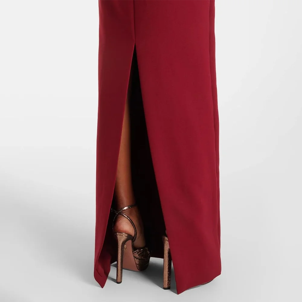 Elegant Evening Dress Customized V-Neck Long Sleeves Modern Jersey Evening Gowns Pleated Flower Straight Prom Dresses