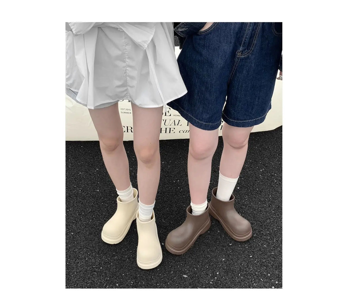 Bottes de Pluie Femme Imperméables | Tige Courte Large | Semelle Épaisse | Chaussures Eau Confortables