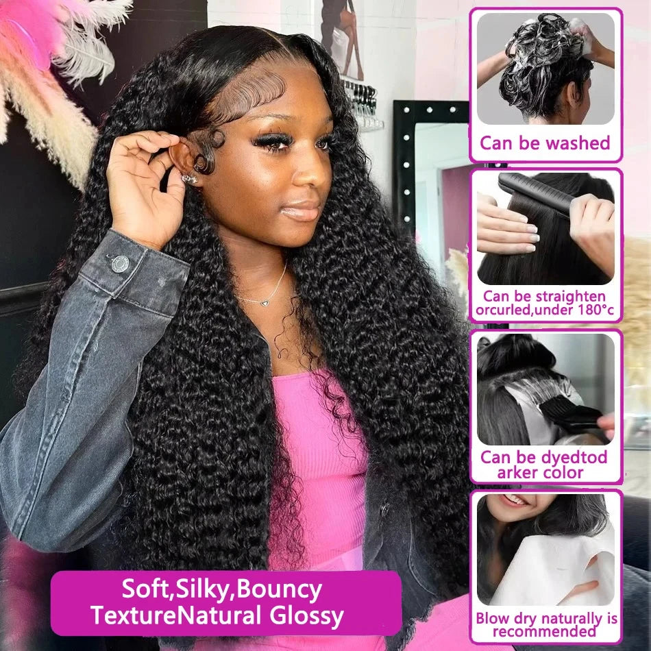 Perruque Deep Wave Brésilienne | 13x6 HD Lace Frontal | 250% Densité | Jusqu'à 40 Pouces | Water Wave Curly