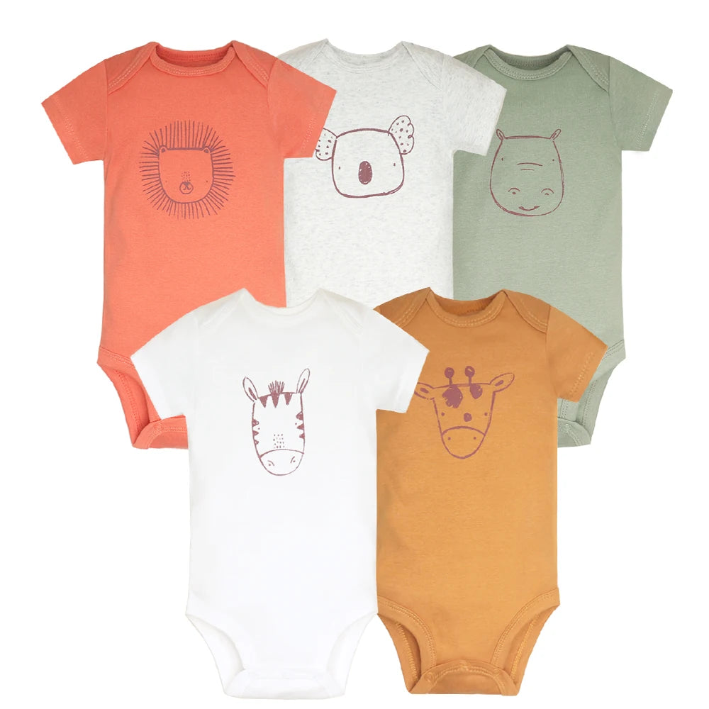 5PCS/Set Fashion Baby Clothes Set Cotton Soft Short Sleeve Summer Girls Bodysuit Newborn Toddler Body Bebe Jumpsuit Clothing