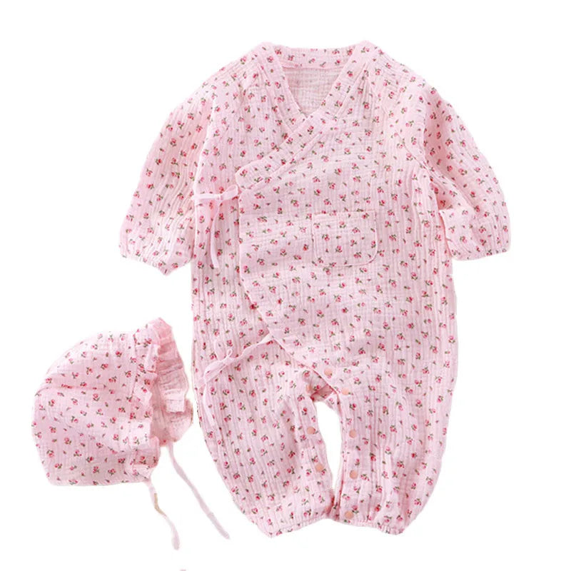 Baby Clothes Newborn Jumpsuit Girls Boys Muslin Cotton Long Sleeve Romper 0-24M