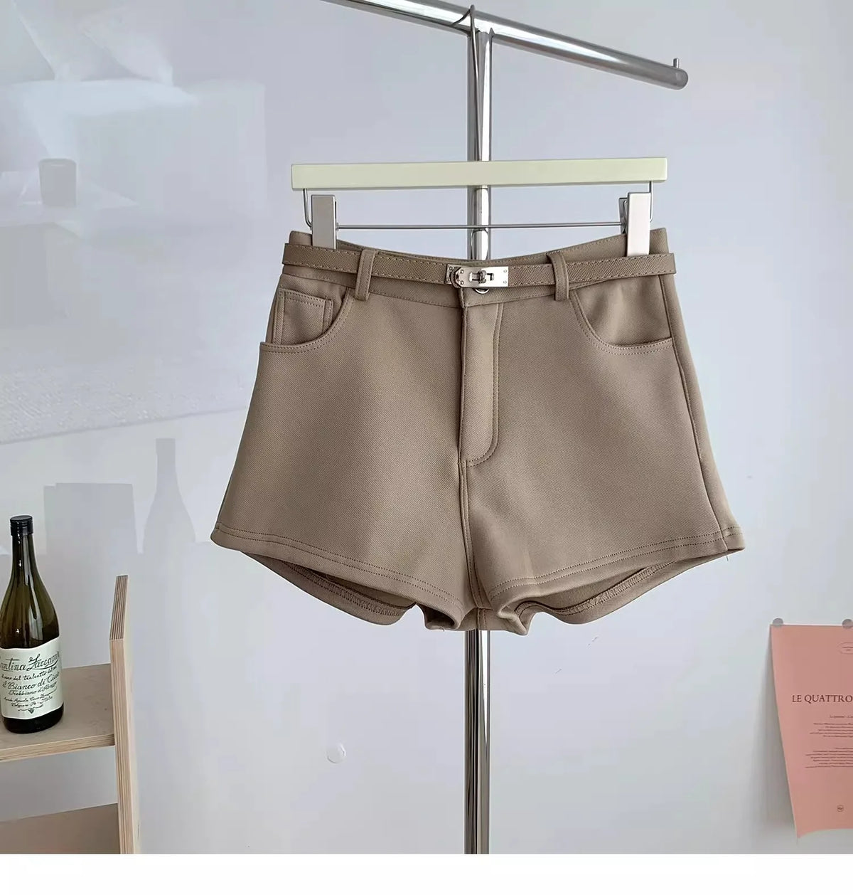 High Waist A-Line Wide Leg Pants Women's Casual Shorts Spring 2025 Korean Style Retro Elegant Outerwear Hot Pants