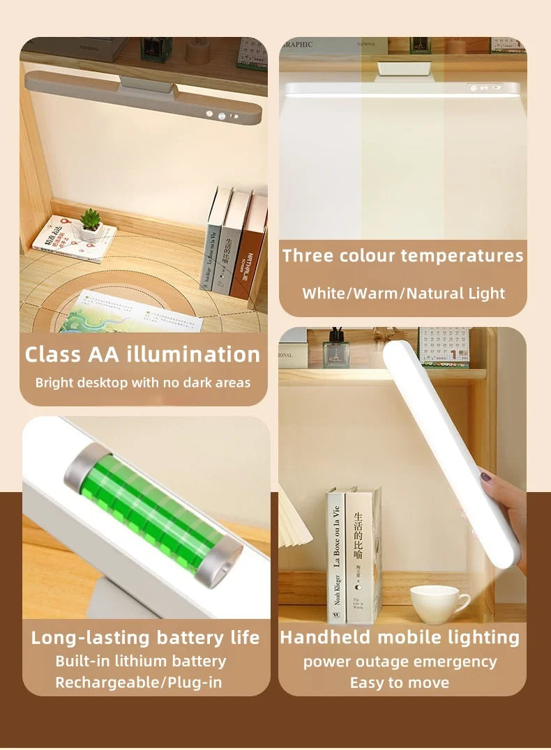 Lampe LED Magnétique Suspendue Rechargeable USB | 3 Couleurs Dimmable | Lecture, Placard & Armoire